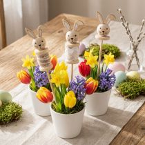 tételeket Flower Stick Rabbit Wood Natúr, Barna, Fehér L32cm 8 db