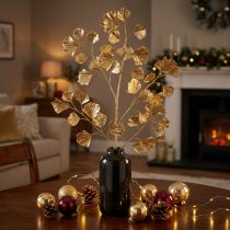 tételeket Gingko ág dekoratív műnövény bronz csillám 84cm