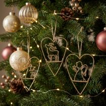 tételeket Karácsonyfa díszek szív fém szívek dekoráció arany 12cm 6db