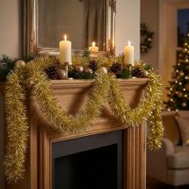 tételeket Elbűvölő Golden Tinsel Garland 270 cm – Tökéletes ünnepi és elegáns dekorációhoz
