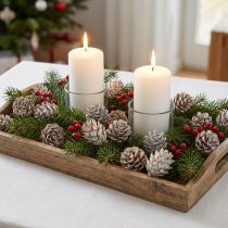 tételeket Fehérített fenyőtobozok, apró tobozdíszek hálóban, 2,5-3,5 cm, 500 g