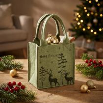 tételeket Filc táska Merry Christmas kicsi füllel Zöld 15×10cm