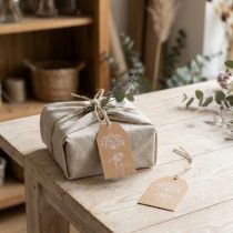 tételeket Ajándékcédulák papír barna virágok 8×5cm 24 db