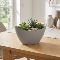 tételeket Dekoratív tál műanyag szürke 20cm x 9cm H11,5cm 1 db