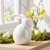 tételeket Kerámia nyuszi, húsvéti figura, tavaszi dekoráció, húsvéti nyuszi fehér, gyöngyház H17cm