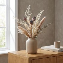 tételeket Mákhüvelyek, dekoratív szárított virágok, műpáfrány, krémszínű, 63 cm – Elegáns dekoráció otthonra és esküvőre