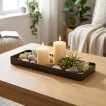 tételeket Dekoratív tálca fém fa fém tálca fa talp 34,5×11×3cm