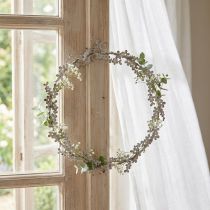 tételeket Ablakdekoráció, ajtókoszorú, shabby chic virágkoszorú, fém, fehér, Ø16.5cm