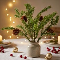 tételeket Műfenyőág természetes tobozokkal, juta karácsonyfadísz, 28 cm, 4 darabos szett