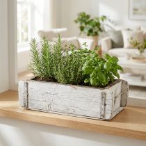 tételeket Tégla alakú, tégla doboz, fadoboz fém szerelvényekkel antik kivitelben, fehérre mosott L32cm H9cm