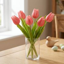 tételeket Kiváló minőségű tulipánvirág, élethű másolatként asztali vázákba, 21 cm, 6 darab