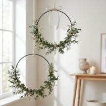 tételeket Dekoratív fémgyűrű díszgyűrű Scandi gyűrű fekete Ø30,5cm 6 db