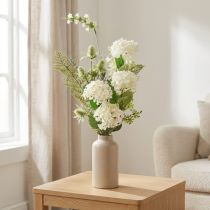 tételeket Művirágcsokor: hógolyóbokor, vadmácsonya, páfrány, 65cm - dekoráció, természetes megjelenés, könnyű gondozás