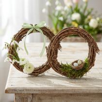 tételeket Dekoratív gyűrű mini szőlőkoszorú natúr Ø15cm 6 darabos DIY dekoráció