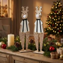 tételeket Rénszarvas fa dekorációs figura Karácsonyi kirakásra 12×6,5cm H45cm 2db