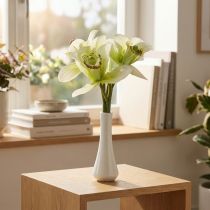 tételeket Mesterséges orchidea művirág vázában fehér/zöld 28cm