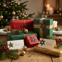tételeket Deco fa csillagok lila mikulásvirág öntapadós 4cm mix 36db