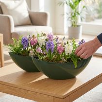 tételeket Stílusos csónaktál sötétzöld színben - ültetésre tökéletes - 39cm 2db