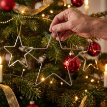 tételeket Karácsonyi díszek, függő csillagok, ezüst, 20 cm, fém, 6 darabos készlet, karácsonyfadíszek