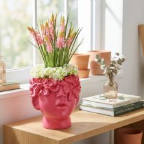 tételeket Plant Head Polyresin Bust Planter Pink 13,5×13×14cm