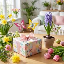 tételeket Virágcsíptetők, kézműves kellékek, pillangó motívum ajándékcsomagolás díszítéséhez, 28,5 cm, 12 darab