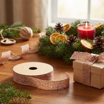 tételeket Dekoratív szalag juta szalag natúrvörös díszítéshez 25mm 10m