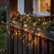 tételeket LED-es fénylánc külső 288er 2,4m fekete/meleg fehér