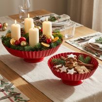 tételeket Fémtányér retro dísztányér piros fém talppal Ø24cm 2db