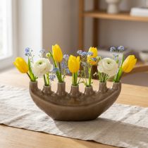 tételeket Dekoratív váza csónak kerámia váza barna 23×8,5cm H11cm