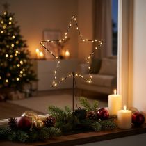tételeket LED csillag elemtartóval, ablakpárkányra és asztalra szerelhető állványon, 46 cm