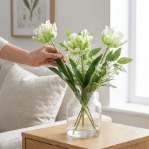 tételeket Művirág papagáj tulipán műtulipán zöld fehér 69cm