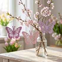 tételeket Deco pillangók deco fogas lila/rózsaszín/rózsaszín 12cm 12db