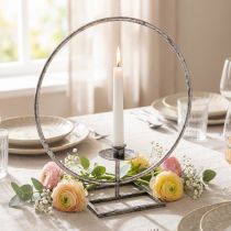 tételeket Dekor gyűrű fém gyertyatartó ezüst shabby chic Ø32cm