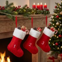 tételeket Adventi kalendárium töltőcsizma filc piros fehér 155cm