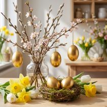 tételeket Csirke Tojás Golden Blown Eggs Húsvéti dekoráció 10 db