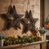 tételeket Díszcsillagok függeszthető fűzfa csillagokhoz natúr 48cm 2db