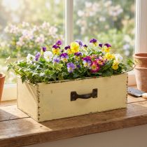 tételeket Fa fiók ültetésre Yellow Shabby Chic 25×13×8cm