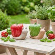 tételeket Dekoratív csiga kerámia paprika piros zöld H10cm 2 db