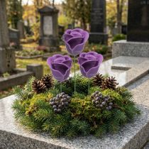 tételeket Műrózsa ibolya viasz rózsa dekoratív rózsa viasz Ø6cm 18 db