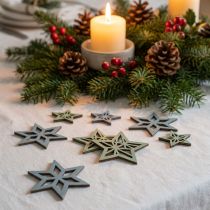 tételeket Deco csillagok fa kék, zöld fa csillagok karácsonyi 4cm mix 36db