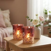 tételeket Dekoratív üveglámpás virágmintával, elegáns otthoni kiegészítőkhöz, 12,5 cm, 2 darab