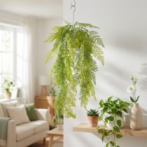 tételeket Műpáfrány függőnövény, dekoratív, figyelemfelkeltő belső terekbe, modern kiegészítők, 80 cm