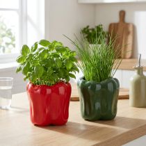tételeket Paprika alakú kerámia virágtartó modern konyhai dekorációhoz, bármilyen belső stílushoz illik, 13 cm, 2 darab