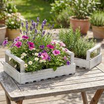 tételeket Virágláda Shabby Chic növényláda fa fehér 38/31cm 2 db-os szett