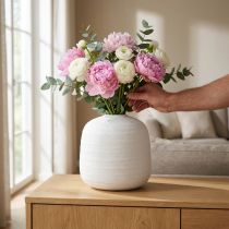 tételeket Virágváza, kerámiaváza, dekoratív váza fehér Ø22cm H22,5cm