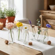 tételeket Mini vázák üveg vázák dugóval Ma 13.5cm Ø5.5cm 6db