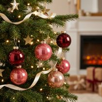 tételeket Karácsonyi Dísz Szett, Fényes Ünnepi Dekoráció, 6cm, 24 Darab