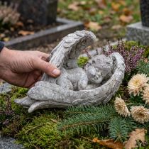 tételeket Dekoratív alvó angyal szárnyakkal angyalfigura síremlékhez 22,5 cm