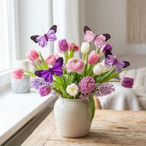 tételeket Deco pillangó dróttollas pillangók lila/rózsaszín 9,5cm 12db