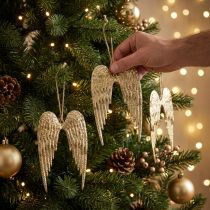 tételeket Angel Wings dekoratív medál karácsonyi arany 14,5×9cm 4 db